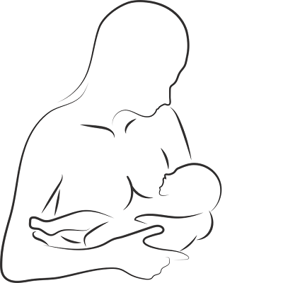 Disegno stilizzato donna che culla il bambino